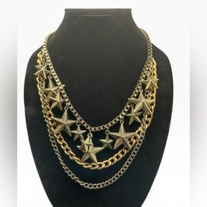 Cara NY Gold and Bronze Nautical Military Star Multi layer Necklace. 18in